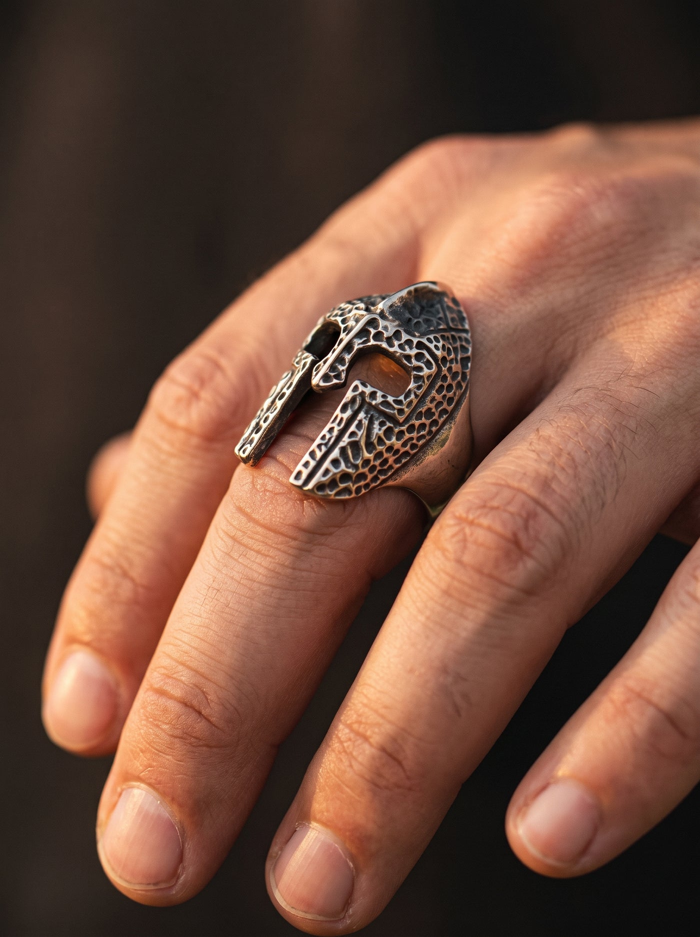 Bague Romaine Homme CASQUE SPARTAN MÉTAL
