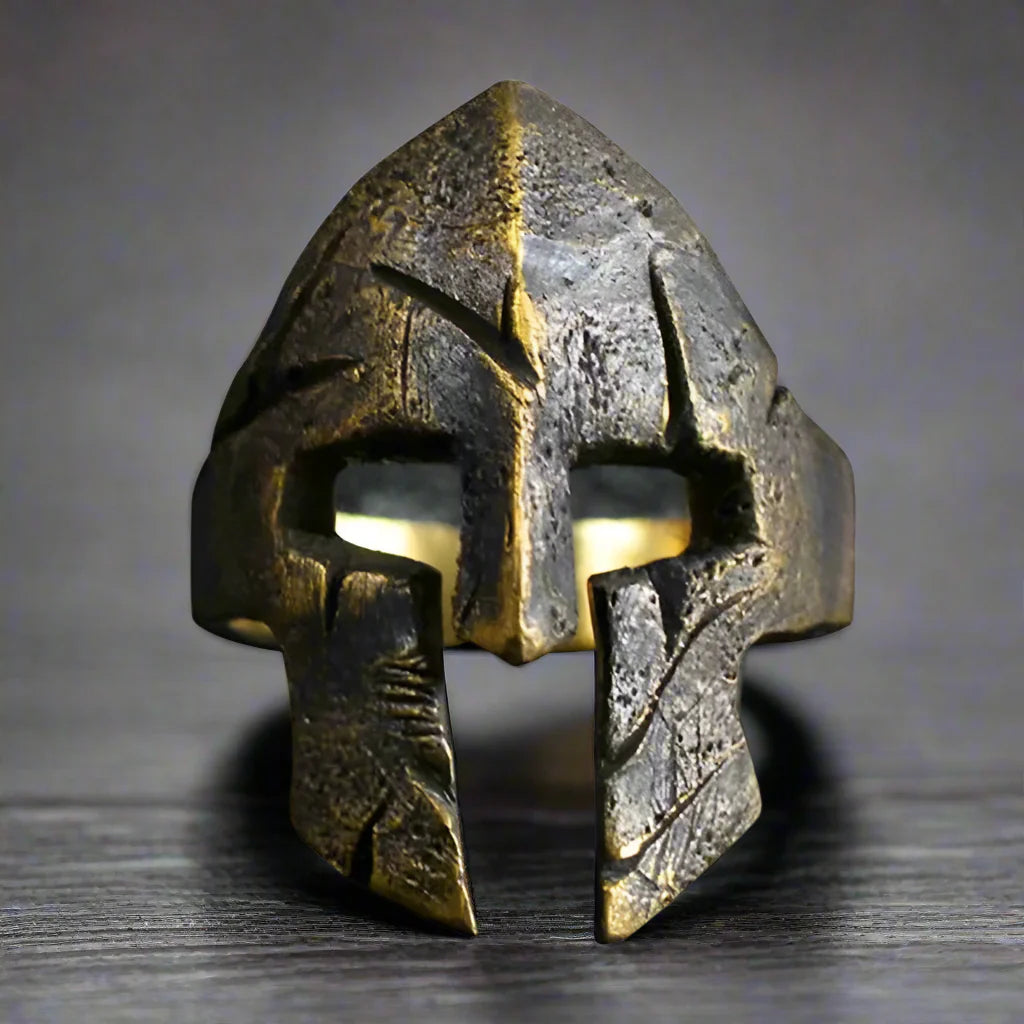 Retro Warrior Ring Spartan Mask Ring Men Open Ring