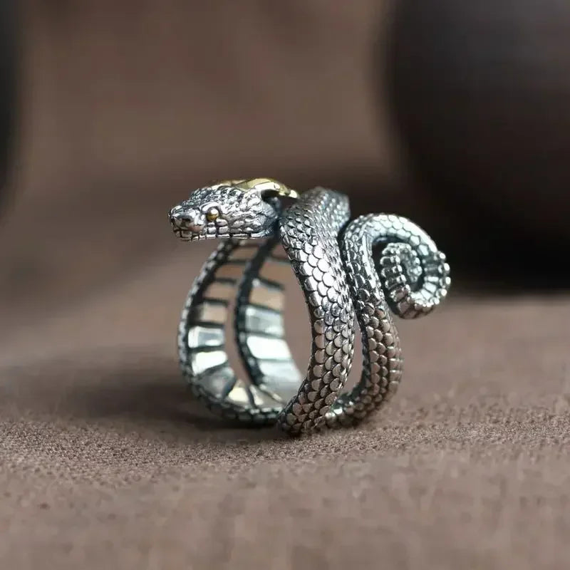 Bague Serpent Homme ARGENTÉE AJUSTABLE