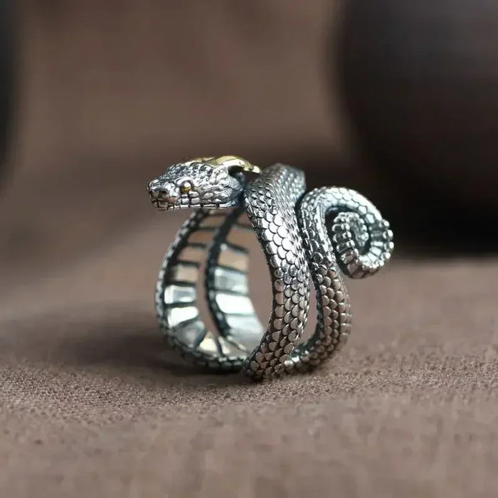 Bague Serpent Homme ARGENTÉE AJUSTABLE