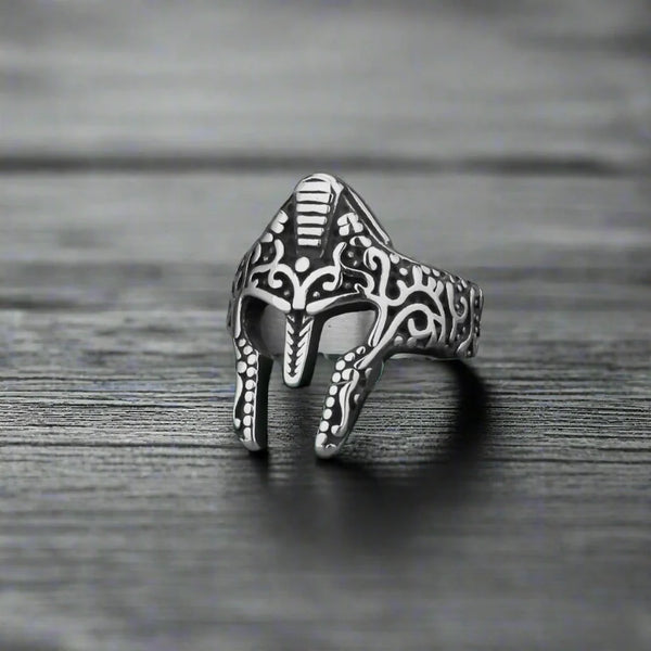Stainless Steel Spartan Warrior Mask Ring Men’s Ancient Rome Ring Jewelry
