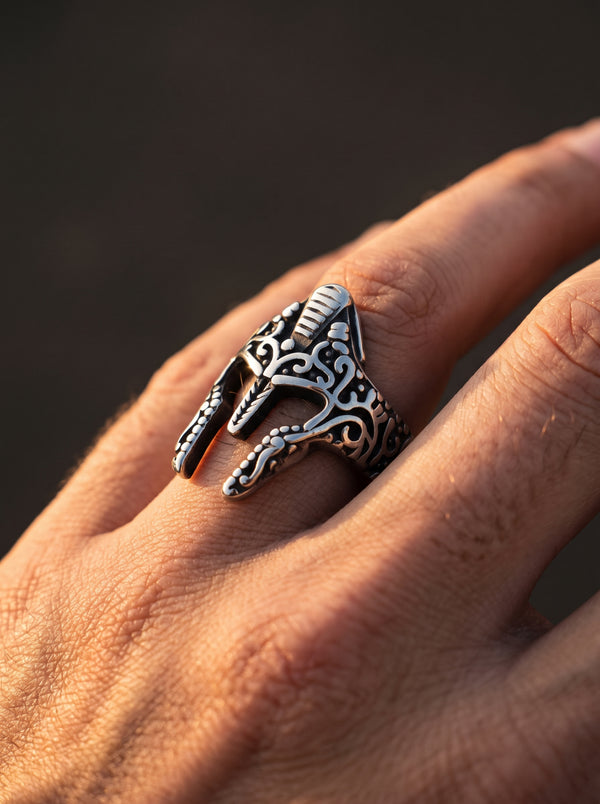 Stainless Steel Spartan Warrior Mask Ring Men’s Ancient Rome Ring Jewelry