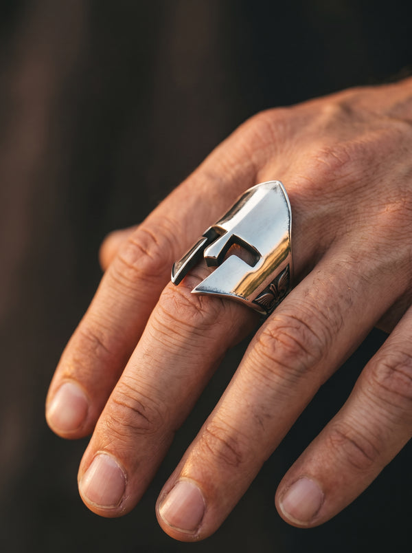 Stainless Steel Men Ring Ancient Warrior Spartan - BR8-450 / 9