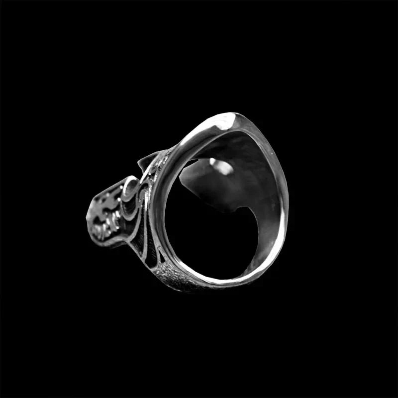 Bague Acier Casque Viking Orné