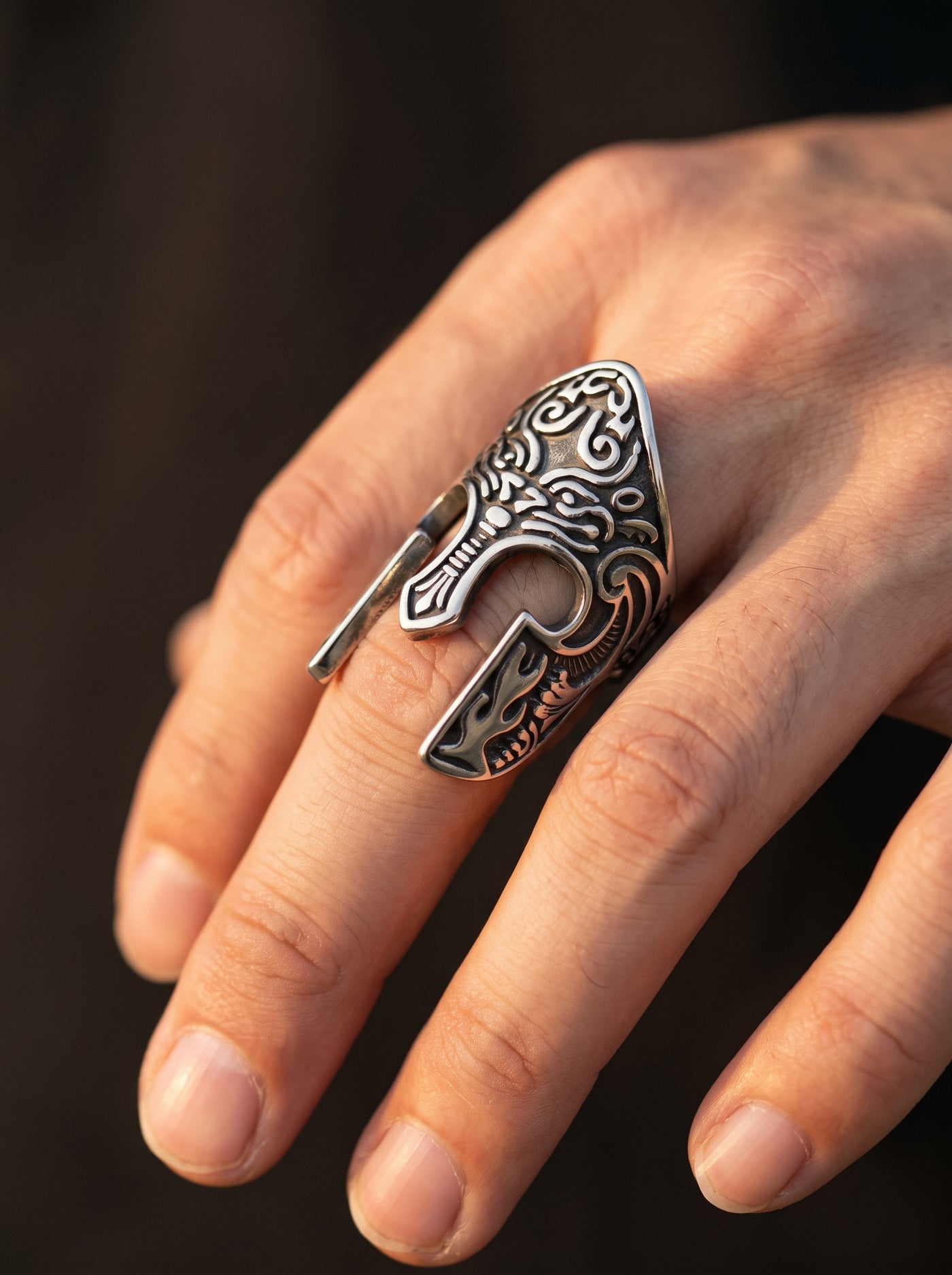Bague Templier Homme CASQUE ANTIQUE
