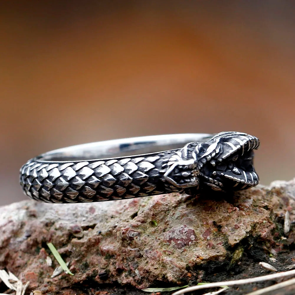 NEW 316L Stainless steel Nordic Mythology Giant dragon Animal ring Pagan Odin Amulet scandinavian fashion jewelry free
