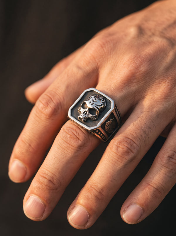 Men’s 316L stainless-steel rings for teens Retro skull gothic punk biker fashion Hip hop Jewelry Gifts free shipping