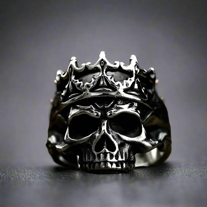 Bague Tête de Mort Gothique Homme COURONNÉE