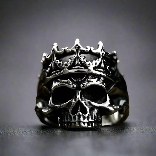 Bague Homme Tête De Mort Ailée – Gothique – Acier Inoxydable – Taille 65