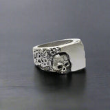 Unique Domineering Stainless Steel Heavy Sugar Skull Ring Mens Punk Rock Biker Jewelry