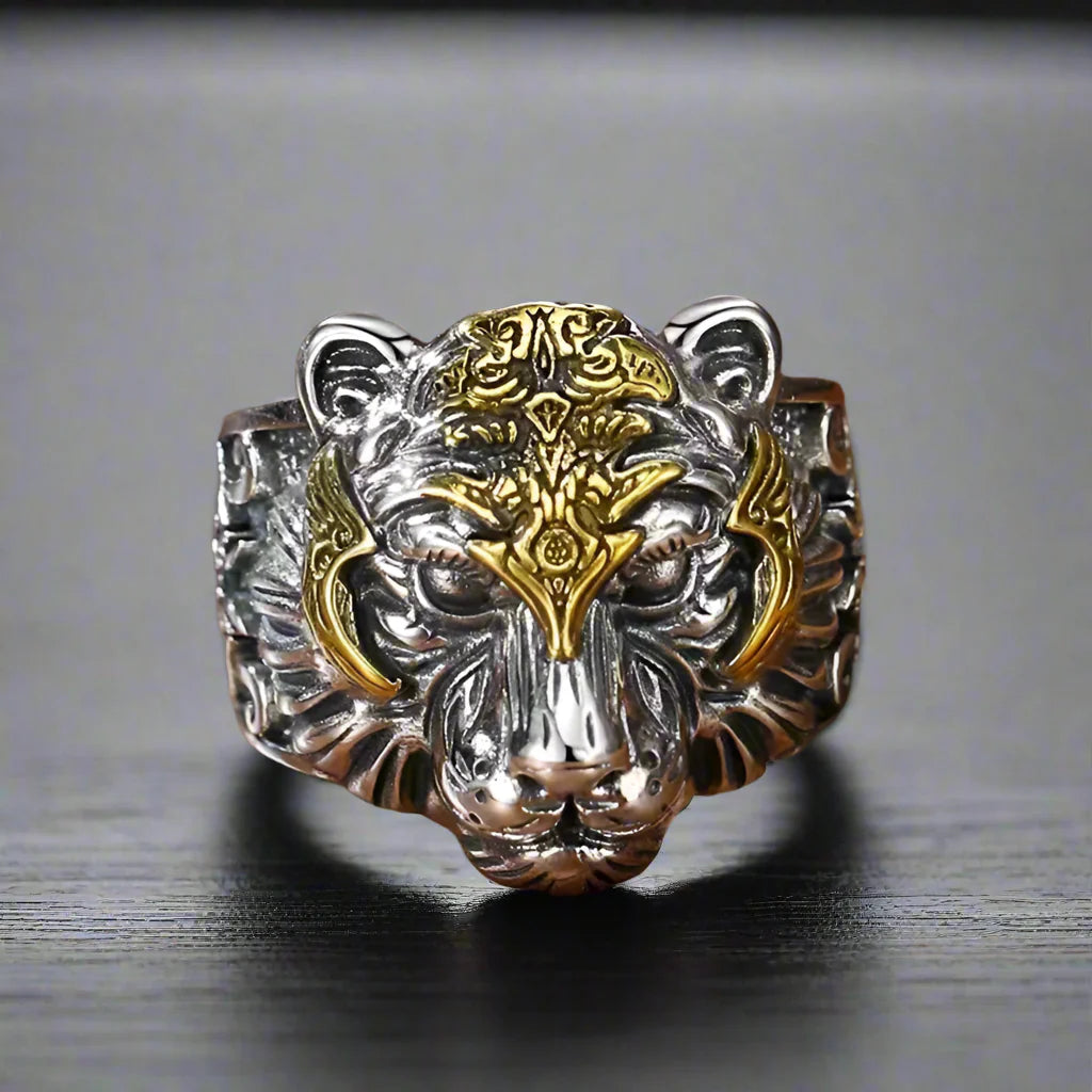 Adjustable Ring Men Tiger Chevaliere - resizable / S0015