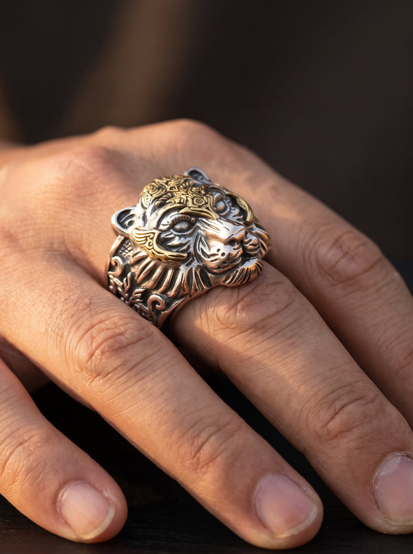 Adjustable Ring Men Tiger Chevaliere - resizable / S0015