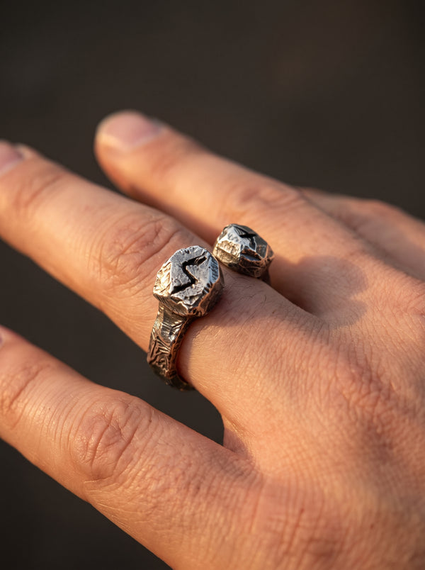 Bague Viking Runes Algiz Sowilo - Argentée / 14