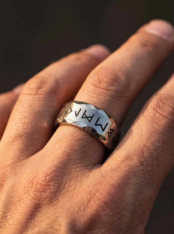 Bague Viking Acier Argenté Runes Mystiques - Argentée / 14