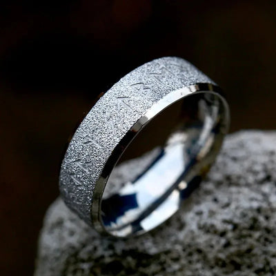 Bague Viking Homme Acier ARGENTÉ TEXTURÉE