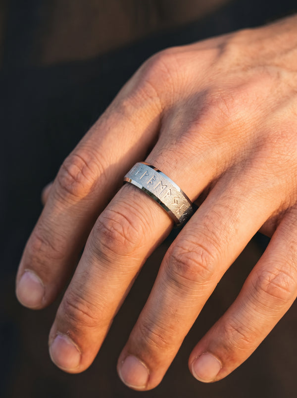 Bague Viking Texturée Argentée Runes Vintage - Argentée / 7