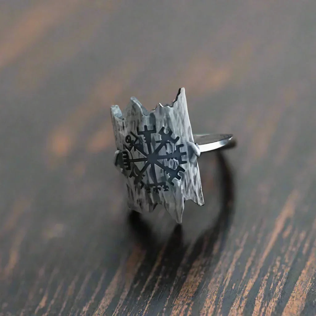 Bague Viking Acier Vegvisir Bois - Bois / 14