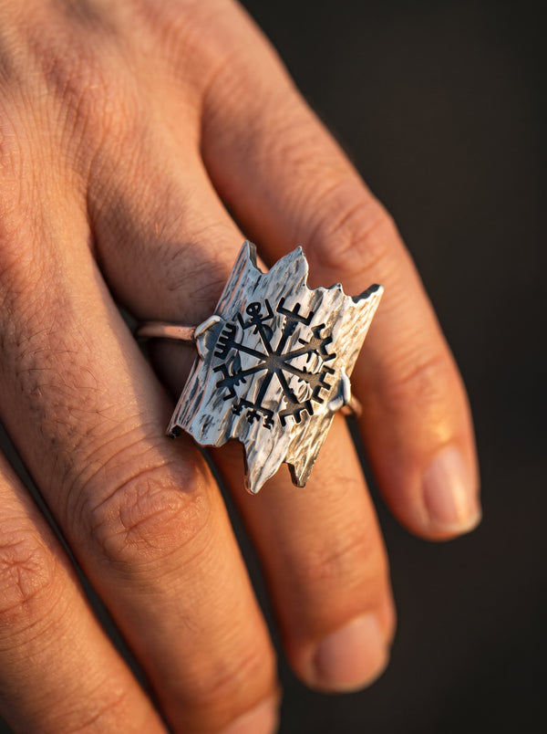 Bague Viking Acier Vegvisir Bois - Bois / 14
