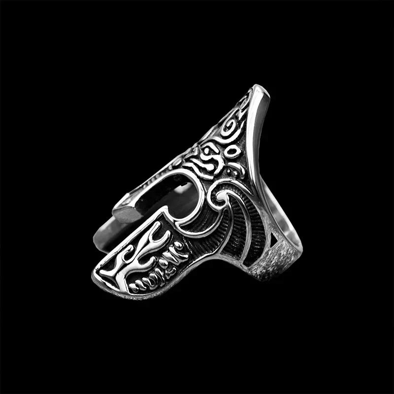Bague Viking Homme Acier CASQUE GRAVÉ
