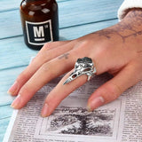 Bague Viking Corbeau Vegvisir - Argent Antique / Ajustable