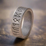 Bague Viking Rune en Acier Antique - Argent Antique / 7
