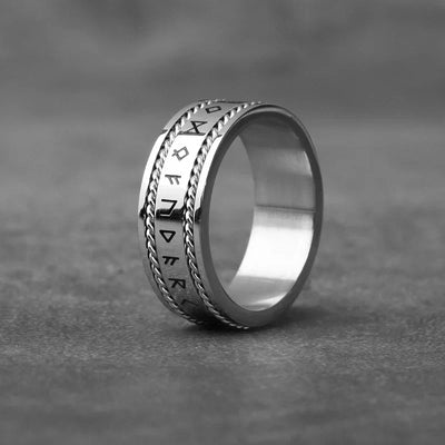 Bague Viking Homme Acier GRAVÉE RONDE