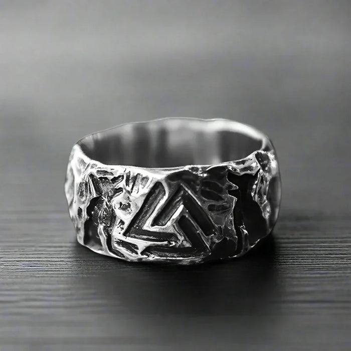 Bague Viking Homme Acier GRAVURE VALKNUT