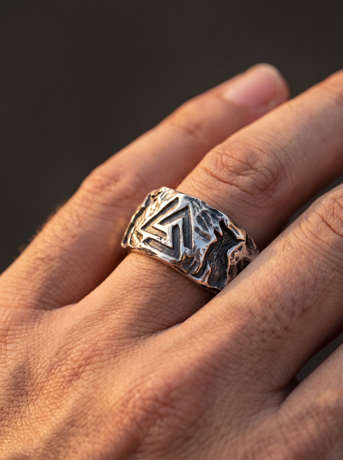 Bague Viking Homme Acier GRAVURE VALKNUT