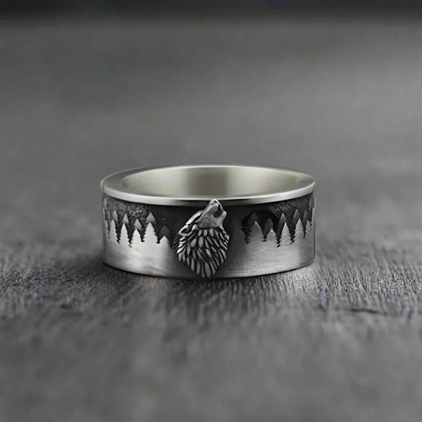 Bague Viking Acier Fenrir - Argentée / 14