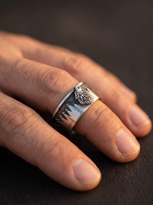Bague Viking Acier Fenrir - Argentée / 14