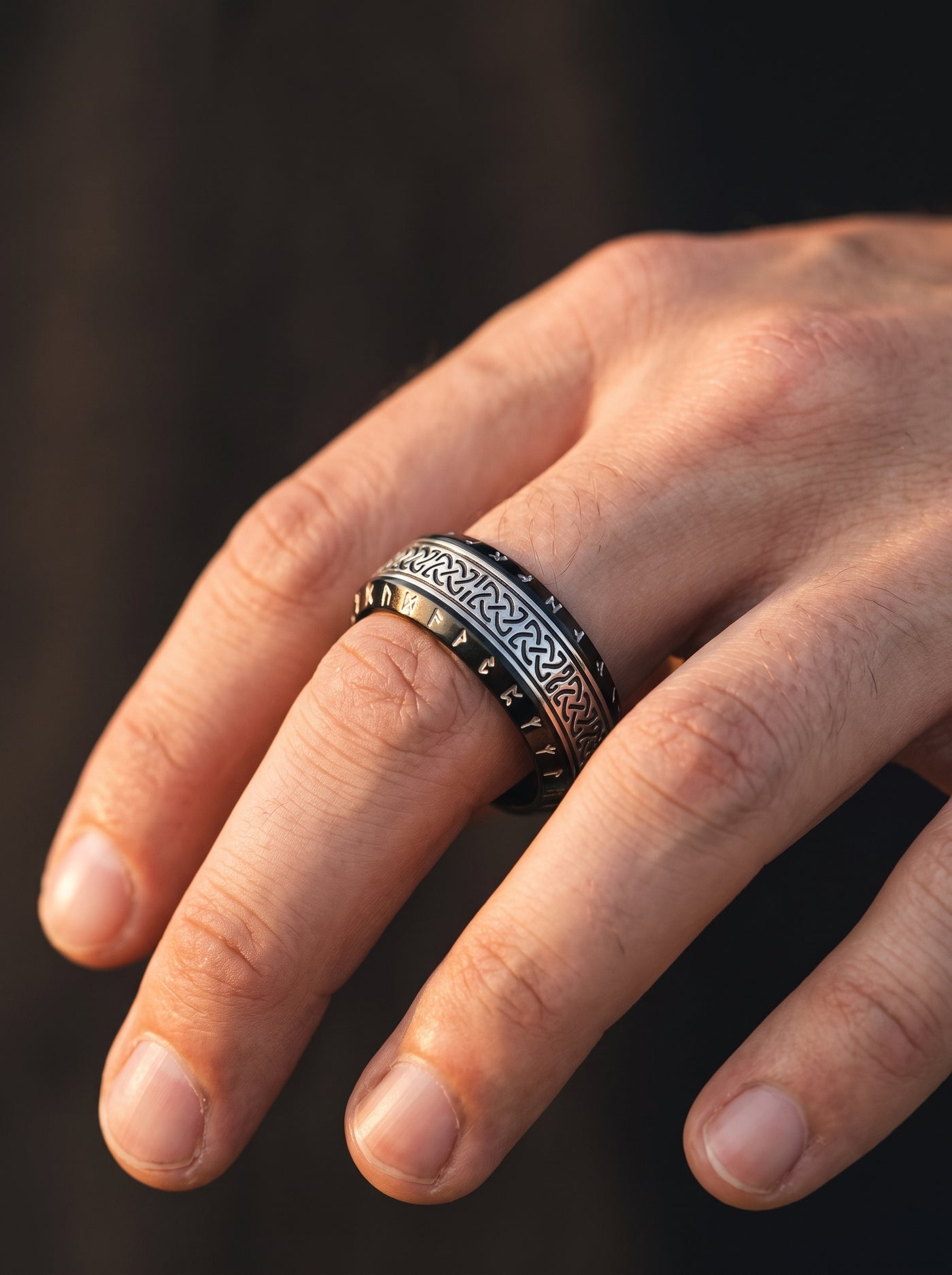 Bague Viking Homme Acier NOIRE TRESSES CELTIQUE