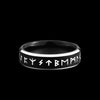 Bague Runes Viking en Acier Noir - Noir / 6