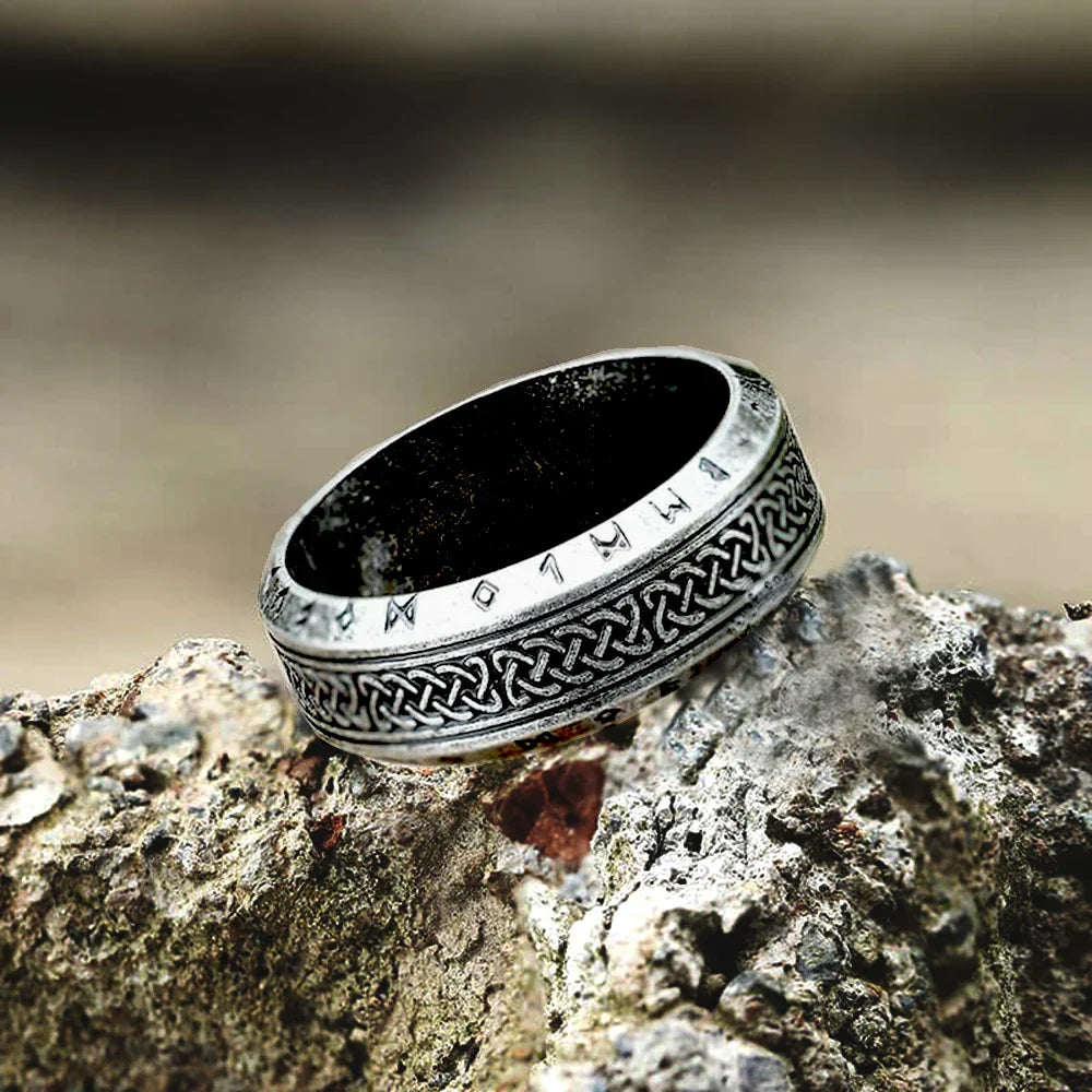 Bague Viking Homme Acier NOIRE RUNIQUE