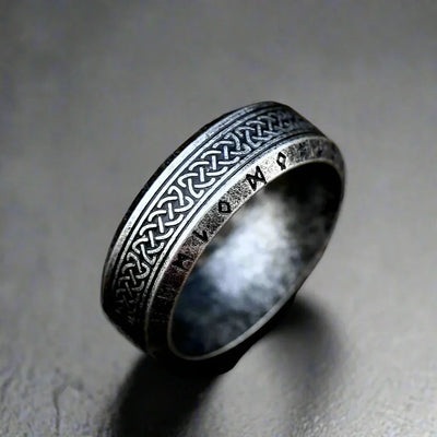 Bague Viking Homme Acier NOIRE RUNIQUE