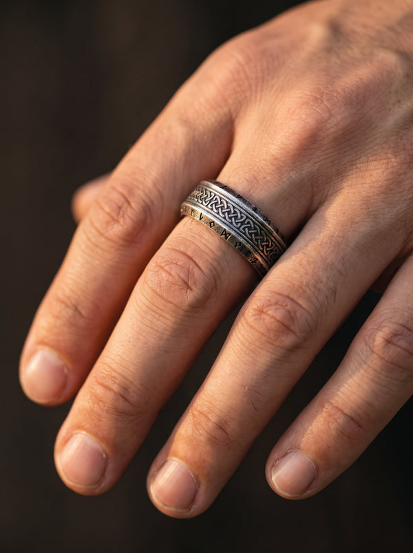 Bague Noeud Celtique Runes Viking Acier - Argentée / 13