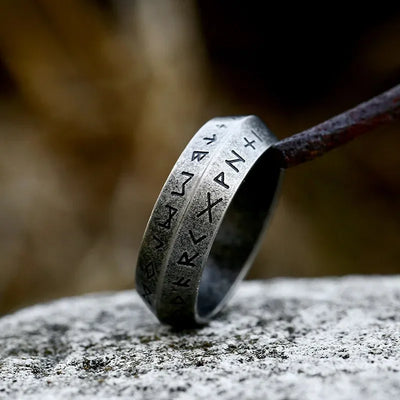 Bague Viking Homme Acier RUNES GRAVÉES