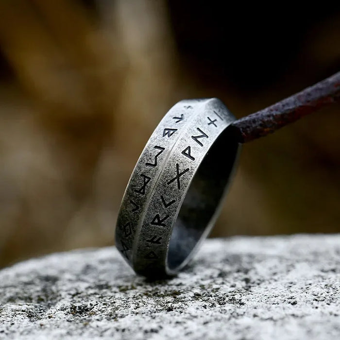 Bague Viking Homme Acier RUNES GRAVÉES