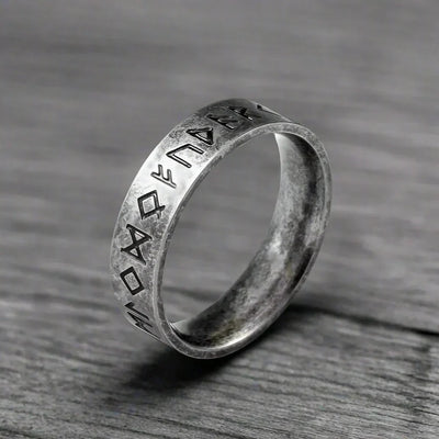 Bague Viking Homme Acier RUNES GRAVÉES MINIMALISTES
