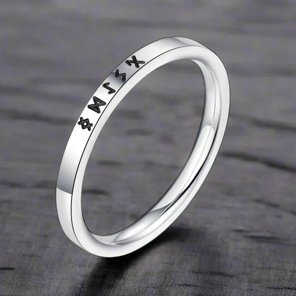 Bague Viking Homme Acier RUNES MINIMALISTES