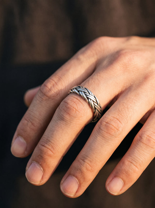 Bague acier inoxydable Tressée