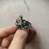 Bague Viking Chat Guerrier - Argent / Ajustable