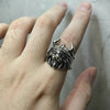 Bague Viking Chat Guerrier - Argent / Ajustable
