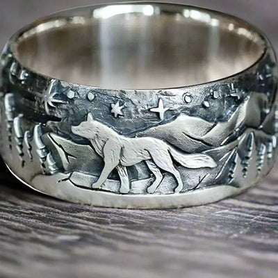 Bague Viking Homme Cuivre LOUVE GRAVÉE
