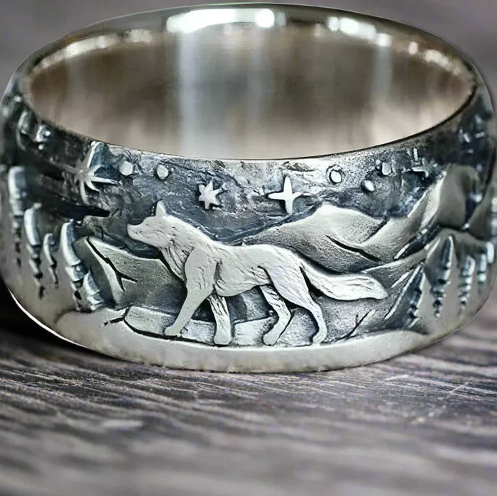 Bague Viking Homme Cuivre LOUVE GRAVÉE