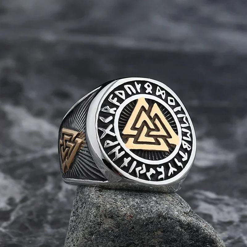 Bague Viking Argent Or Valknut - Doré / 13