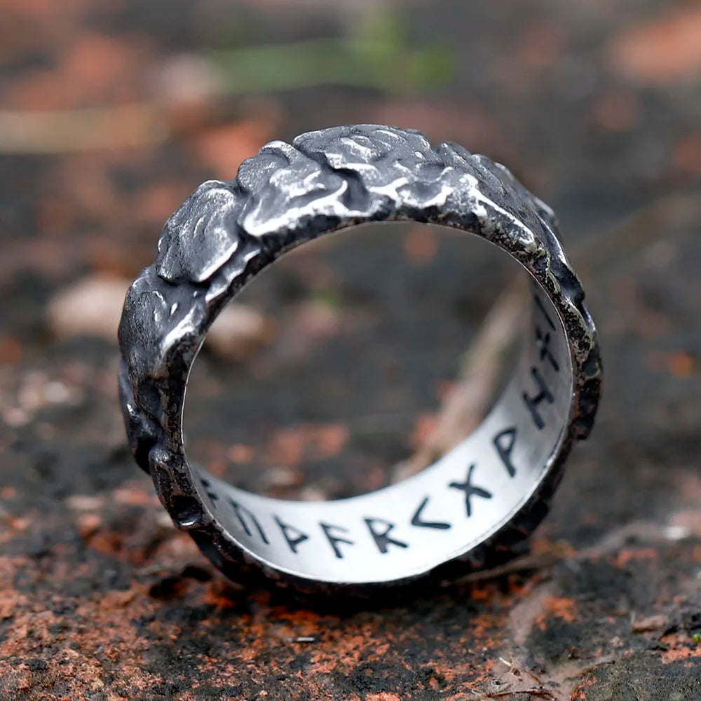 Stainless Steel Odin Norse Viking Amulet Rune MEN Ring