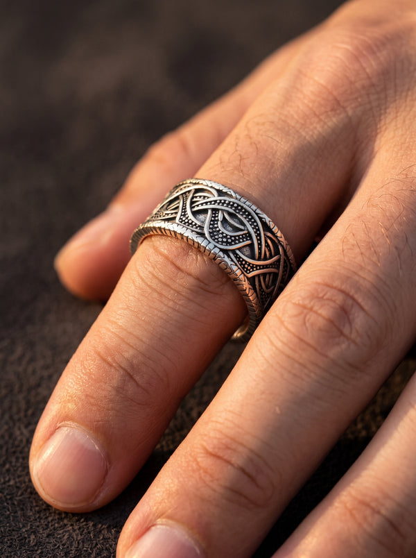 Adjustable Ring Men S925 Silver Plated Biker Vintage - resizable / S0091