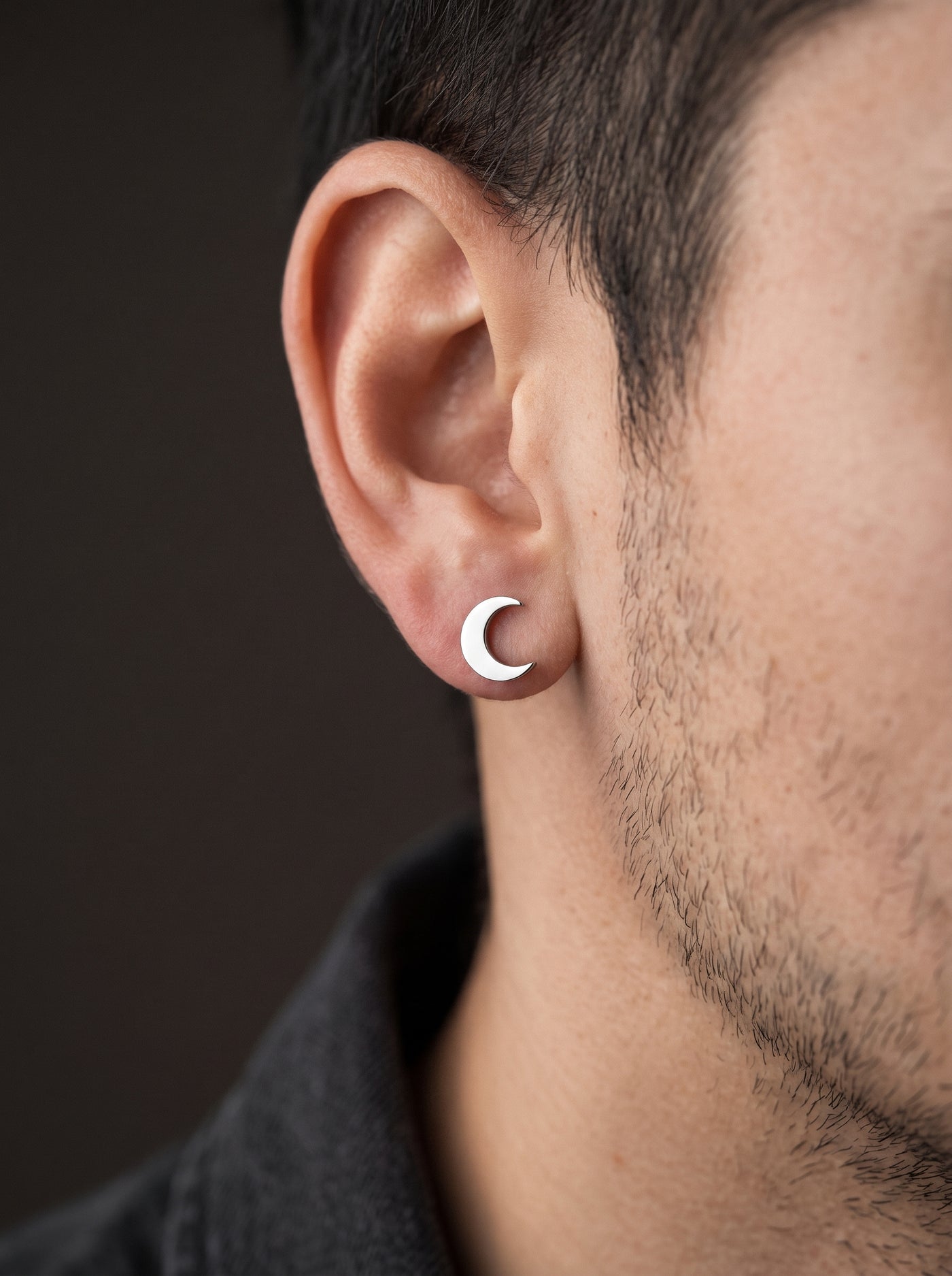 Boucle d'Oreille Homme DEMI LUNE (Paire)