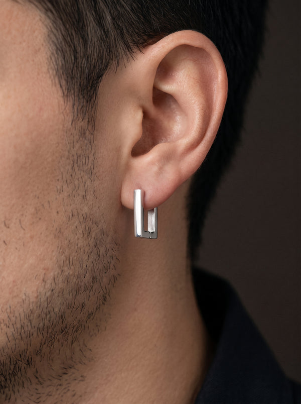 Boucle d’Oreille Homme ANNEAU CARRÉ (Paire)