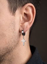 Boucle d'Oreille Homme ANNEAU CROIX portee lifestyle Stag